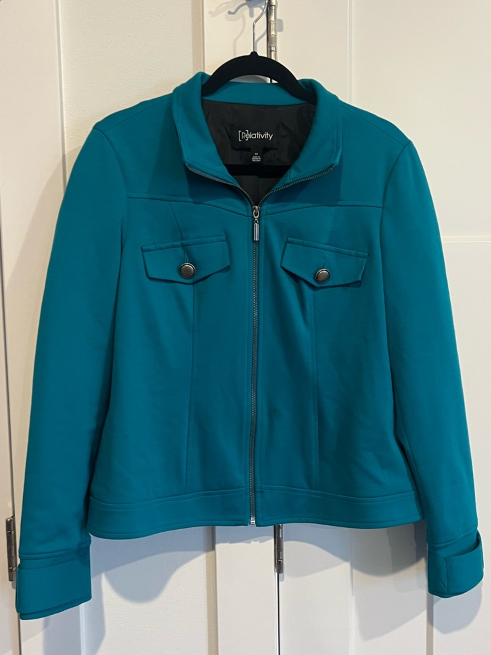 Relativity Teal turquoise womans 12 Zip-Up blazer jacket
